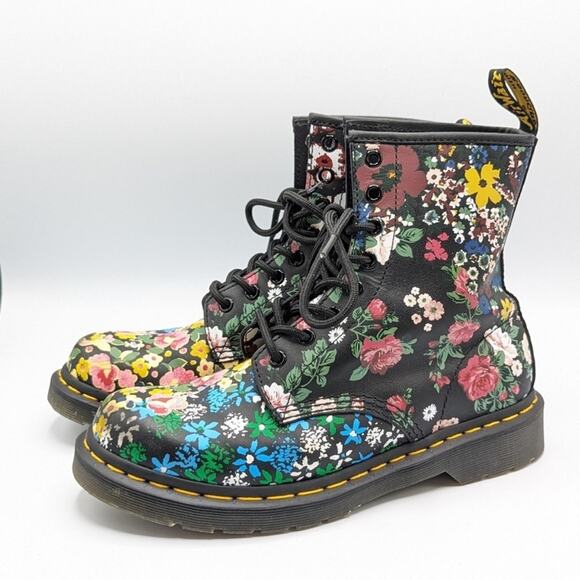Dr. Martens 1460 Pascal Black Floral Mash Up Boots Size 6 RARE - Picture 10 of 14